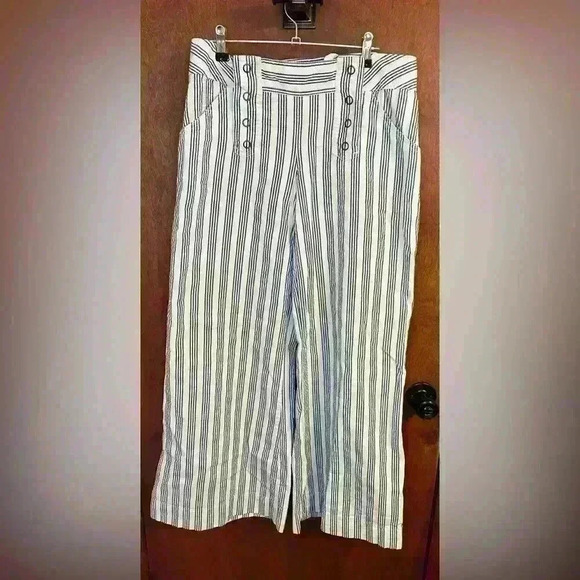 LONDONJEAN Linen wide leg chino pants - Picture 1 of 4